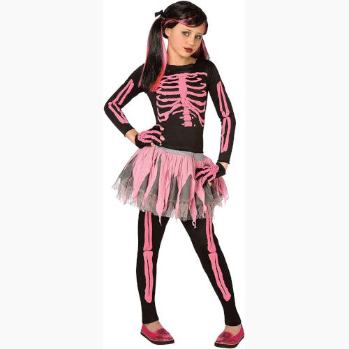 Skeleton Punk Pink Child Costume Tutu Skirt Dress Living Fiction