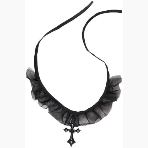 Black Lacy Gothic Cross Choker Necklace Thy Evil Court