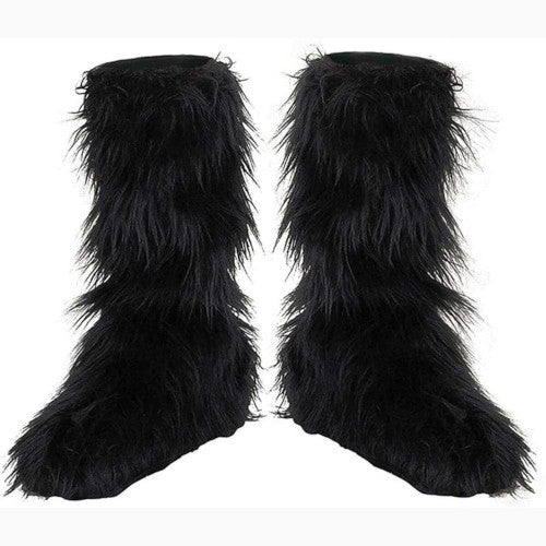 Child Black Furry Boot Covers Monster Cheer