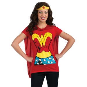 Wonder Women's Red Cape/Tiara Costume T-Shirt