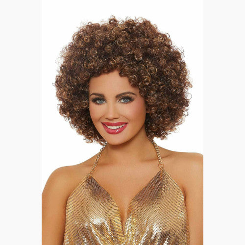 Brand New 1970s Brown Unisex Afro Disco Wig