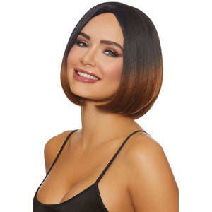 Black Burgundy Ombre Bob Wig Mid-Length Adult Womens Costume Fancy Dress