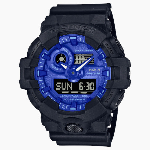 New Casio G-Shock Ana-Digital "Blue Paisley" Watch GA700BP-1A