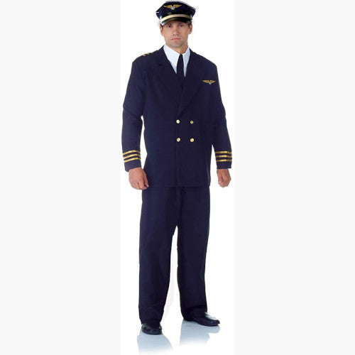 Airline Captain Adult Men's Costume Jacket And Faux Shirt Fancy Dress Underwraps