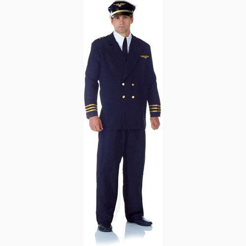 Airline Captain Adult Men's Costume Jacket And Faux Shirt Fancy Dress Underwraps