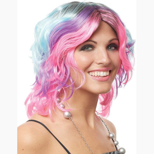 Rainbow Short Curly Costume Wig, Multi Color