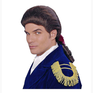 Colonial Duke Mens Costume Wig with Bow