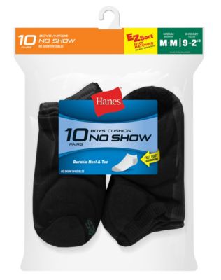 Hanes Boys' No-Show EZ Sort Socks 10-Pack-424-10