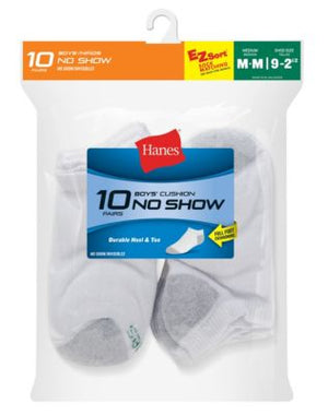 Hanes Boys' No-Show EZ Sort Socks 10-Pack-424-10