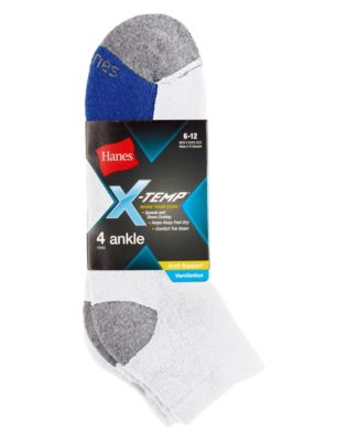 Hanes Mens X-Temp Active Cool Ankle 4-Pack-516-4