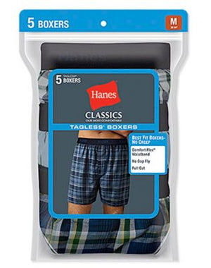 Hanes Classic Mens Yarn Dyed Exposed Waistband Boxer P5-798BP5