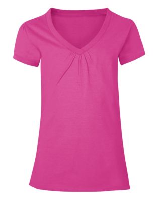 Hanes Girls' Shirred V-Neck Tee-K046