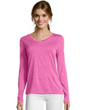 Hanes Sport  Cool DRI Women's Performance Long-Sleeve V-Neck T-Shirt-O9309