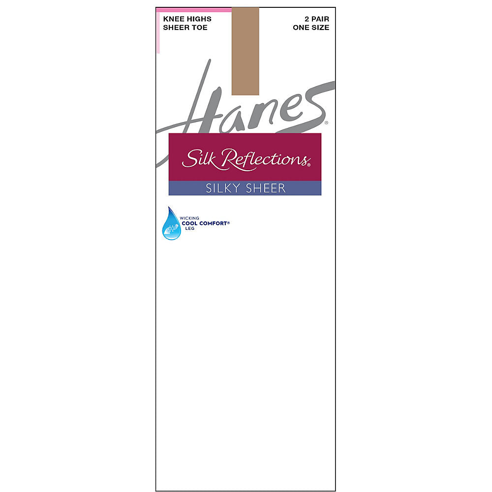 Hanes Silk Reflections Silky Sheer Knee Highs 2-Pack