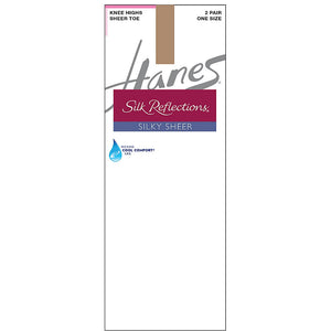 Hanes Silk Reflections Silky Sheer Knee Highs 2-Pack