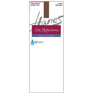 Hanes Silk Reflections Silky Sheer Knee Highs 2-Pack