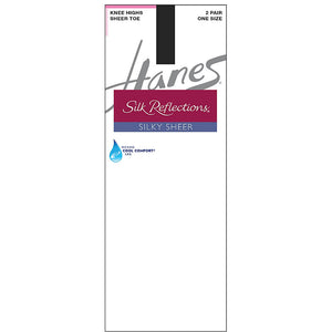 Hanes Silk Reflections Silky Sheer Knee Highs 2-Pack