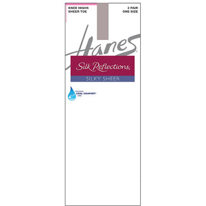 Hanes Silk Reflections Silky Sheer Knee Highs 2-Pack