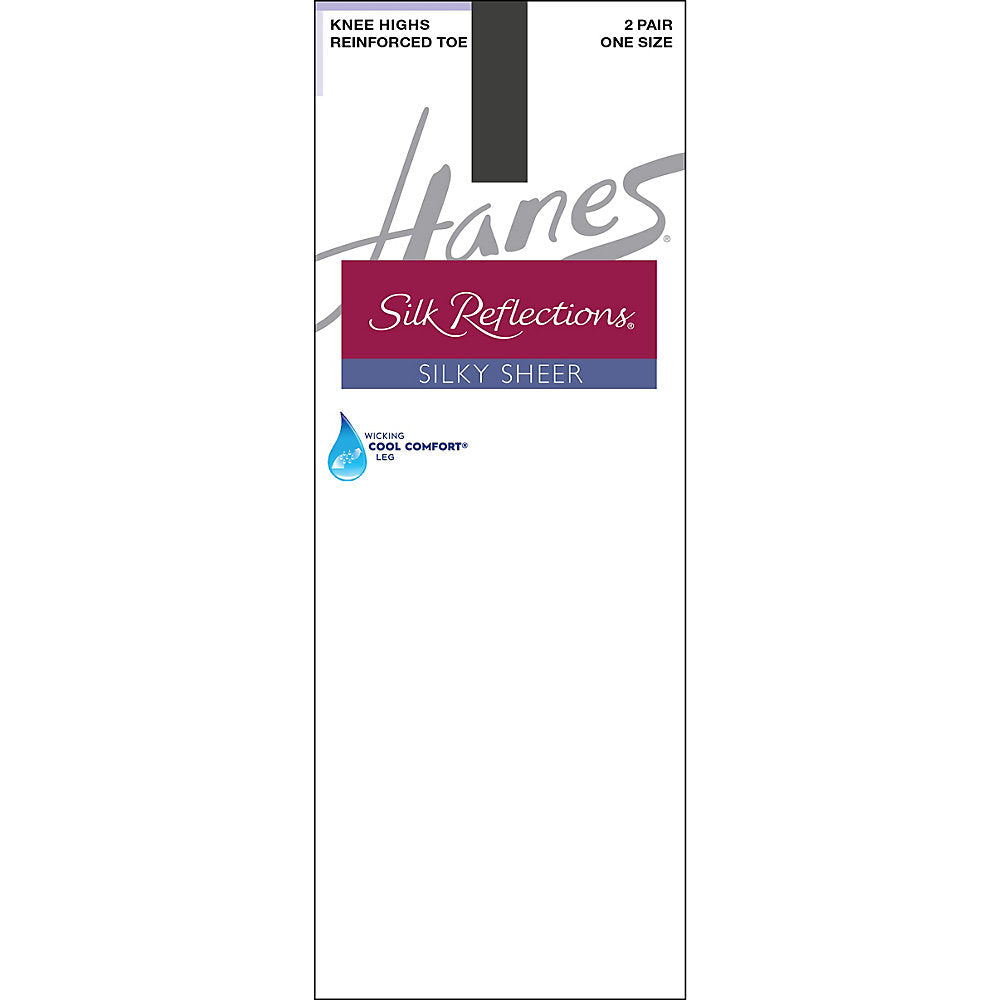 Hanes Silk Reflections Silky Sheer Knee Highs with Reinforced Toe 2-Pack