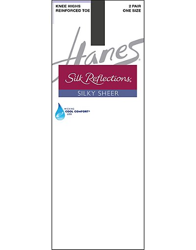 Hanes Silk Reflections Silky Sheer Knee Highs with Reinforced Toe 2-Pack