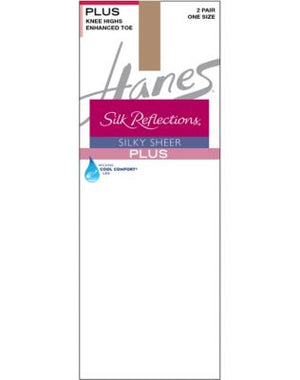 Hanes Silk Reflections Plus Knee Highs Enhanced Toe-00P19