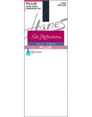 Hanes Silk Reflections Plus Knee Highs Enhanced Toe-00P19