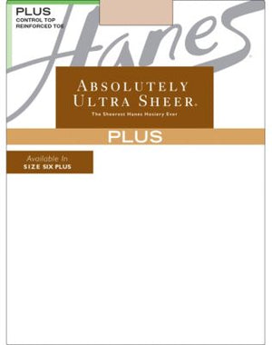 Hanes Plus Absolutely Ultra Sheer Control Top, Reinforced Toe Pantyhose-00P30