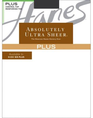 Hanes Plus Absolutely Ultra Sheer Control Top, Reinforced Toe Pantyhose-00P30