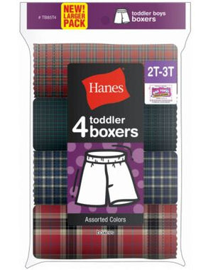 Hanes Toddler Boy's Tartan Boxer 4-Pack-TB85T4