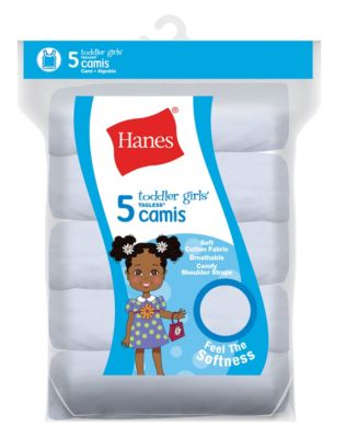 Hanes Ultimate TAGLESS Cotton Stretch Toddler Girls' Cami White 5-Pack-TV30P5