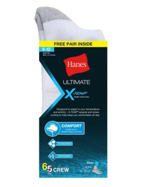 Hanes Ultimate?ä X-Temp Mens Crew Socks White 6-Pack (Includes 1 Free Bonus Pair)-U10/6