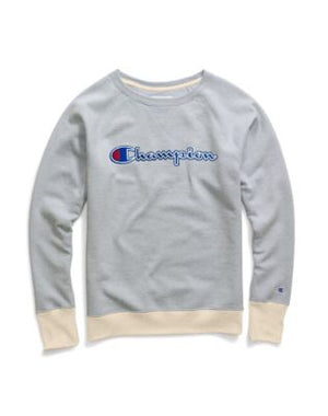 Champion Women's Powerblend Fleece Boyfriend Crew, Felt Logo