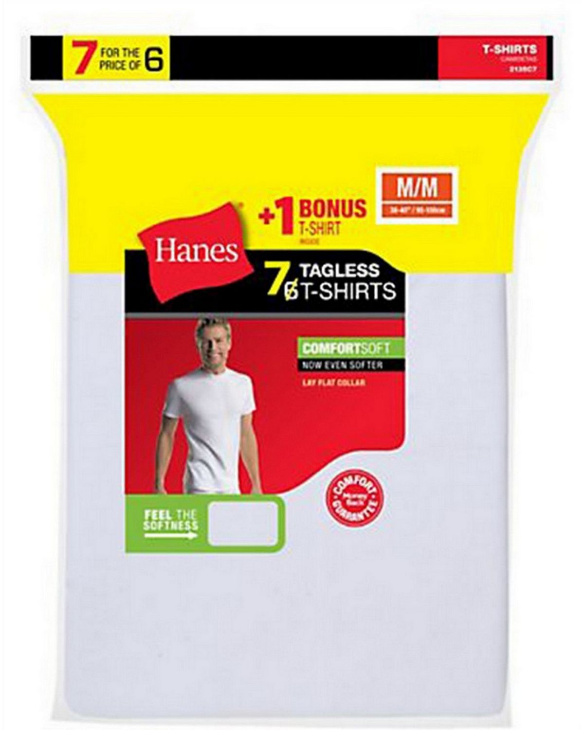 Hanes Mens TAGLESS Crewneck Undershirt 7-Pack (Includes 1 Free Bonus Crewneck)-2135C7