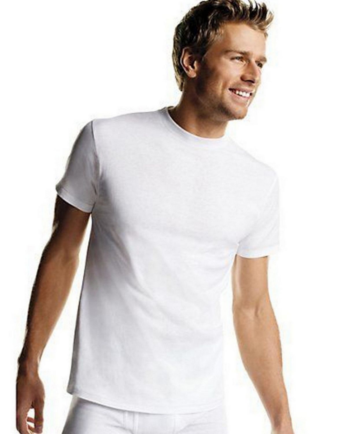 Hanes Mens White TAGLESS Crewneck Undershirt 6-Pack-2135P6