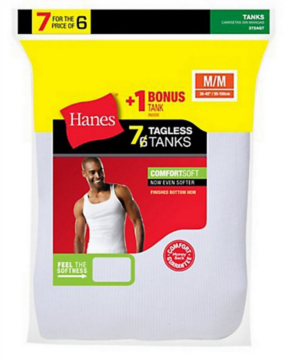 Hanes Mens TAGLESS ComfortSoft A-Shirt 7-Pack (Includes 1 Free Bonus A-Shirt)-372AG7