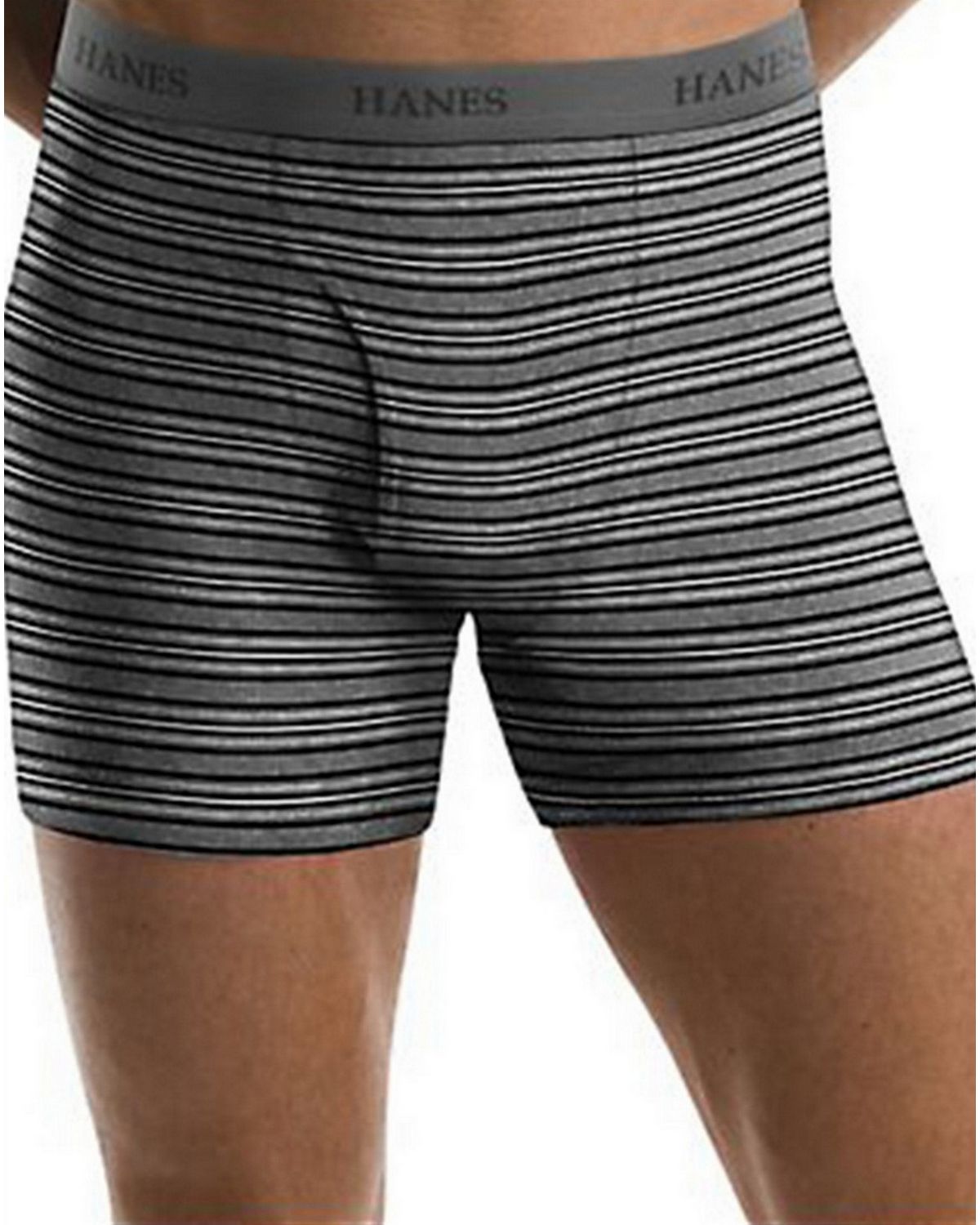 Hanes Mens TAGLESS Ultimate Fashion Stripe Boxer Briefs with Comfort Flex Waistband 5-Pack-76925S