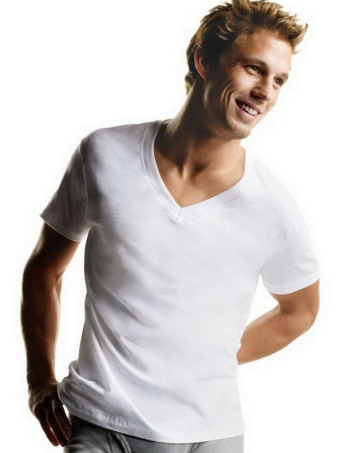 Hanes Mens TAGLESS V-Neck Undershirt 6-Pack-777VP6