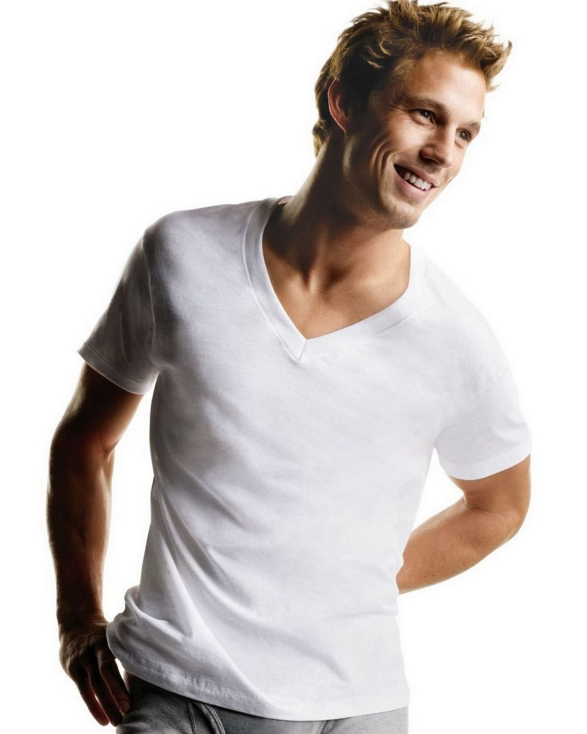 Hanes Big Mens ComfortSoft TAGLESS V-Neck Undershirt 3-Pack (2X-3X)-777X