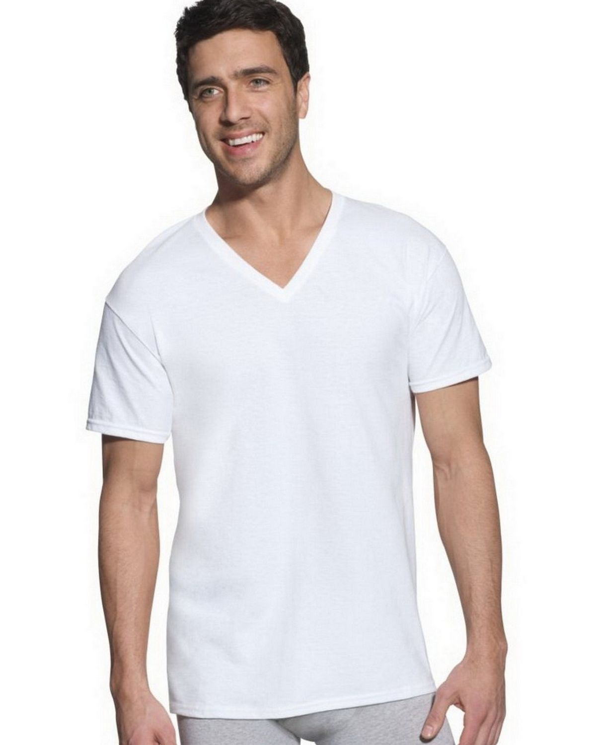 Hanes Classic Mens White V-Neck T-Shirt P6-7880W6