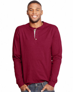 Hanes Mens Beefy-T Long-Sleeve Henley-O5719