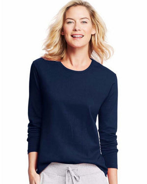 Hanes Women's Long-Sleeve Crewneck T-Shirt-O9133