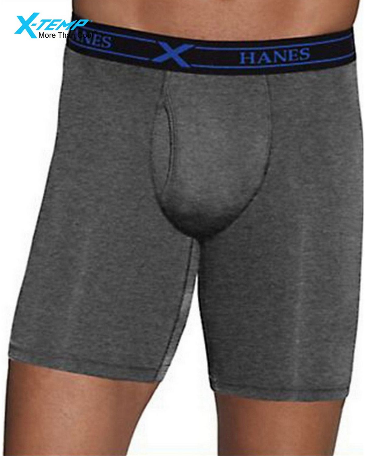 Hanes Mens Ultimate X-Temp Longer Leg Performance Boxer Brief Comfort Flex  Waistband Black/Grey 3-Pack-UPB3B3