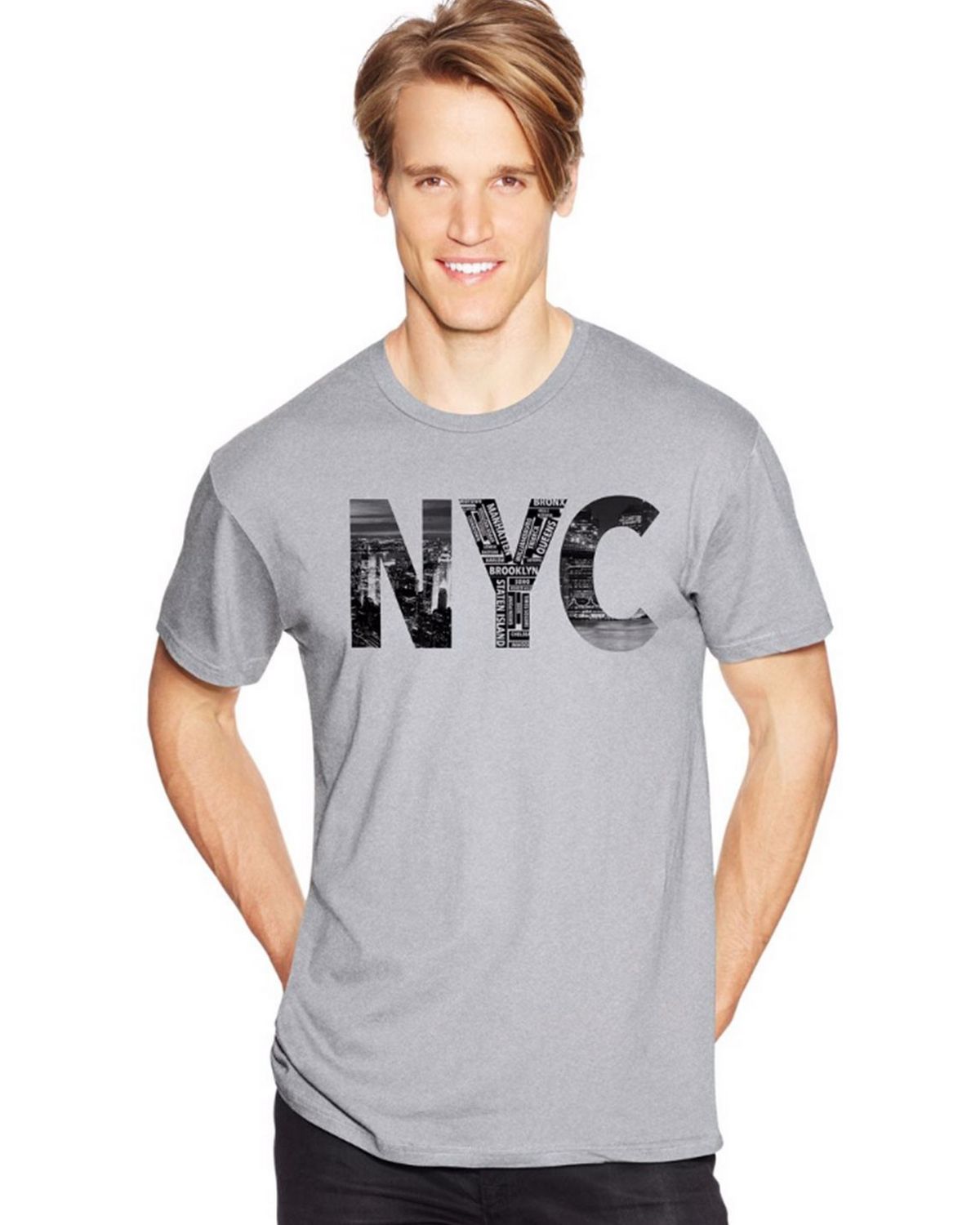 Hanes Mens NYC Collage Graphic Tee-GT49 Y07074